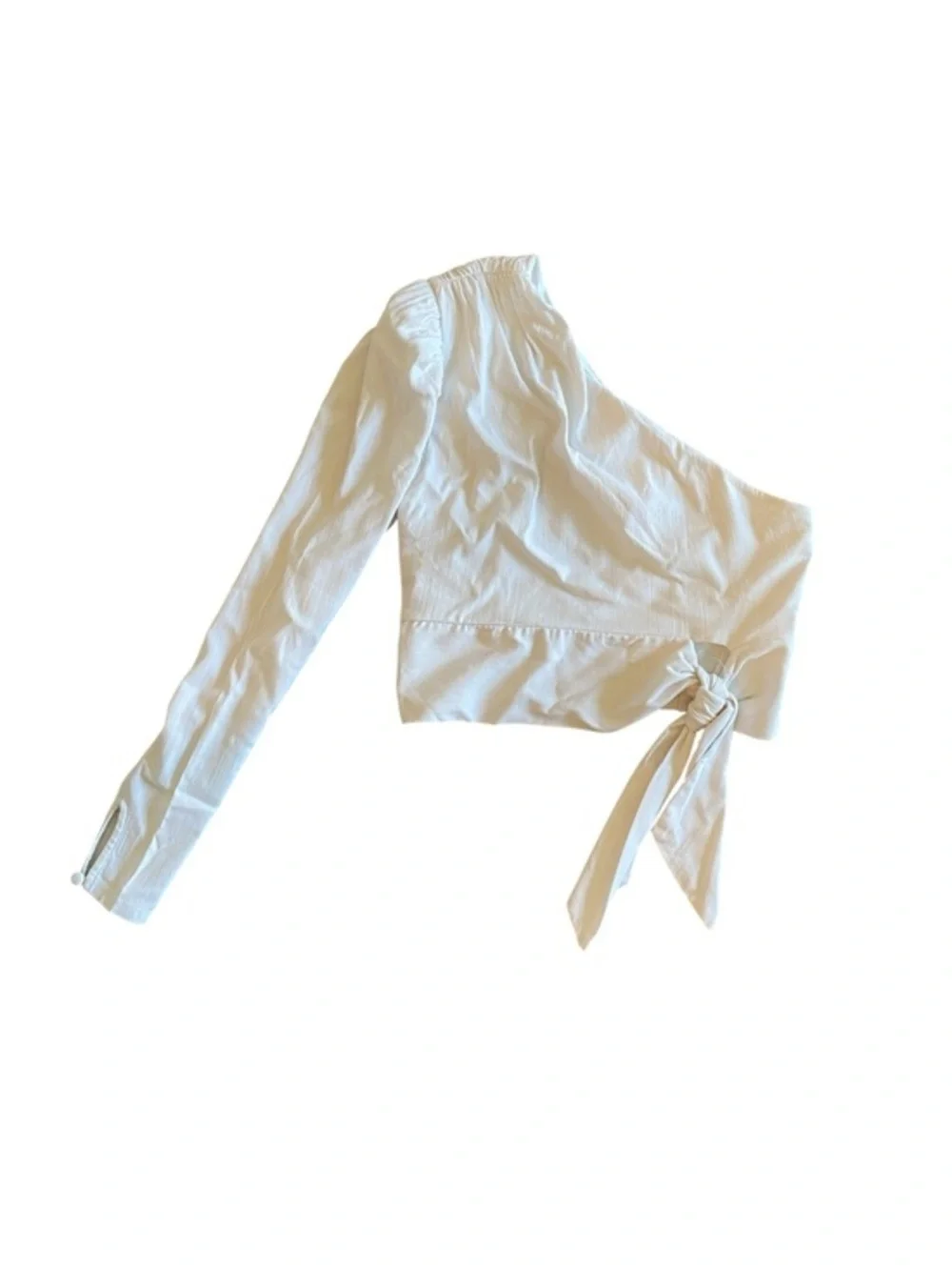 Free People Asymmetric One-Shoulder Tie-Waist Top - White